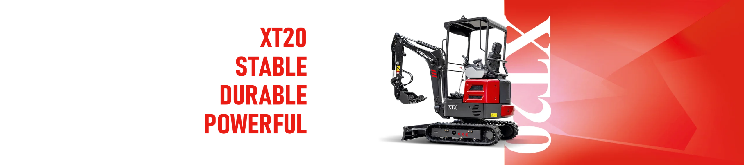 LANDWARD XT20 mini excavator digging beside a residential garden